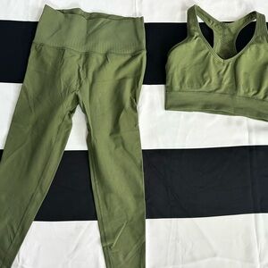 Joy lab Olive Green Women's legging and sports bra Set